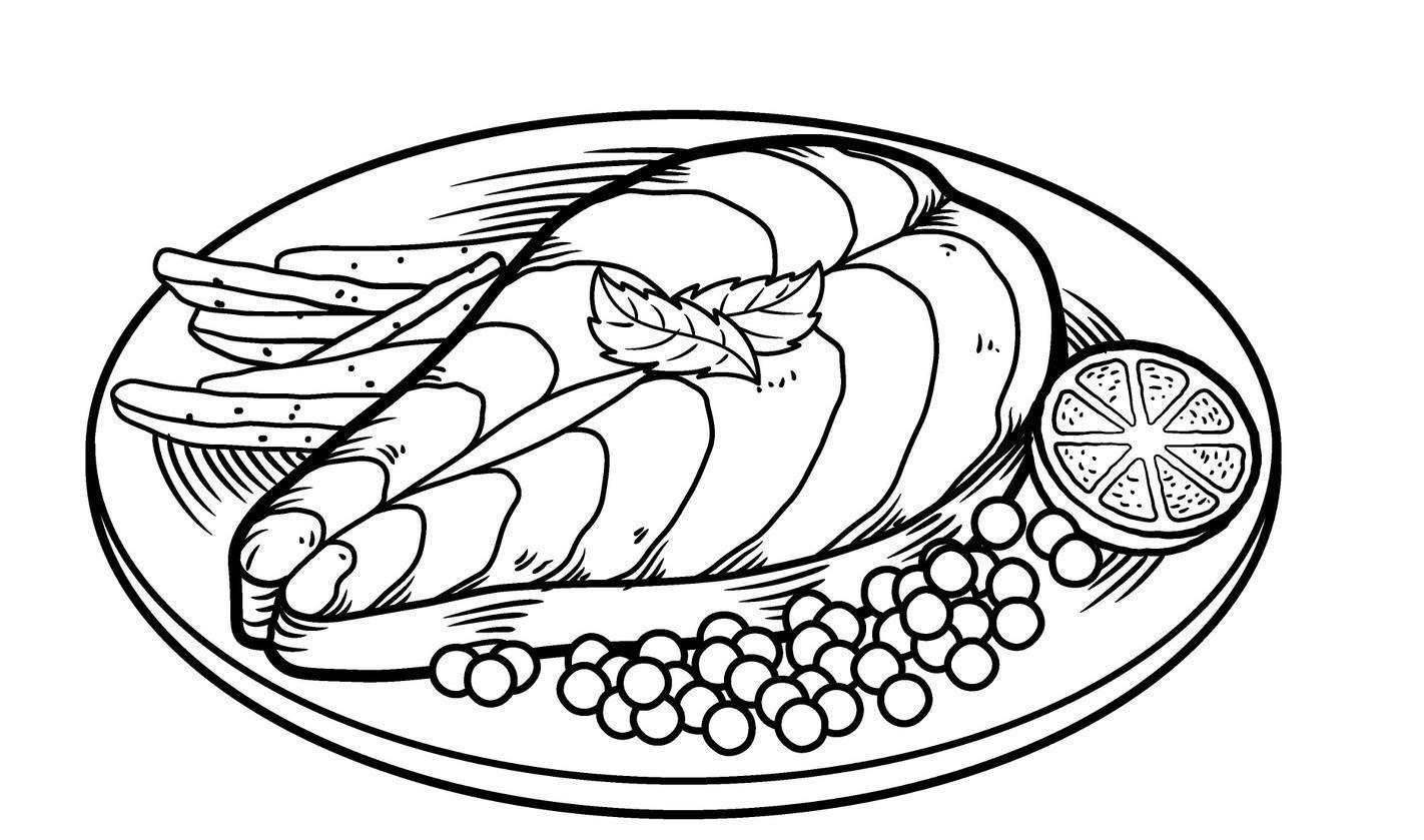 Skizze eines Telles mit Fisch