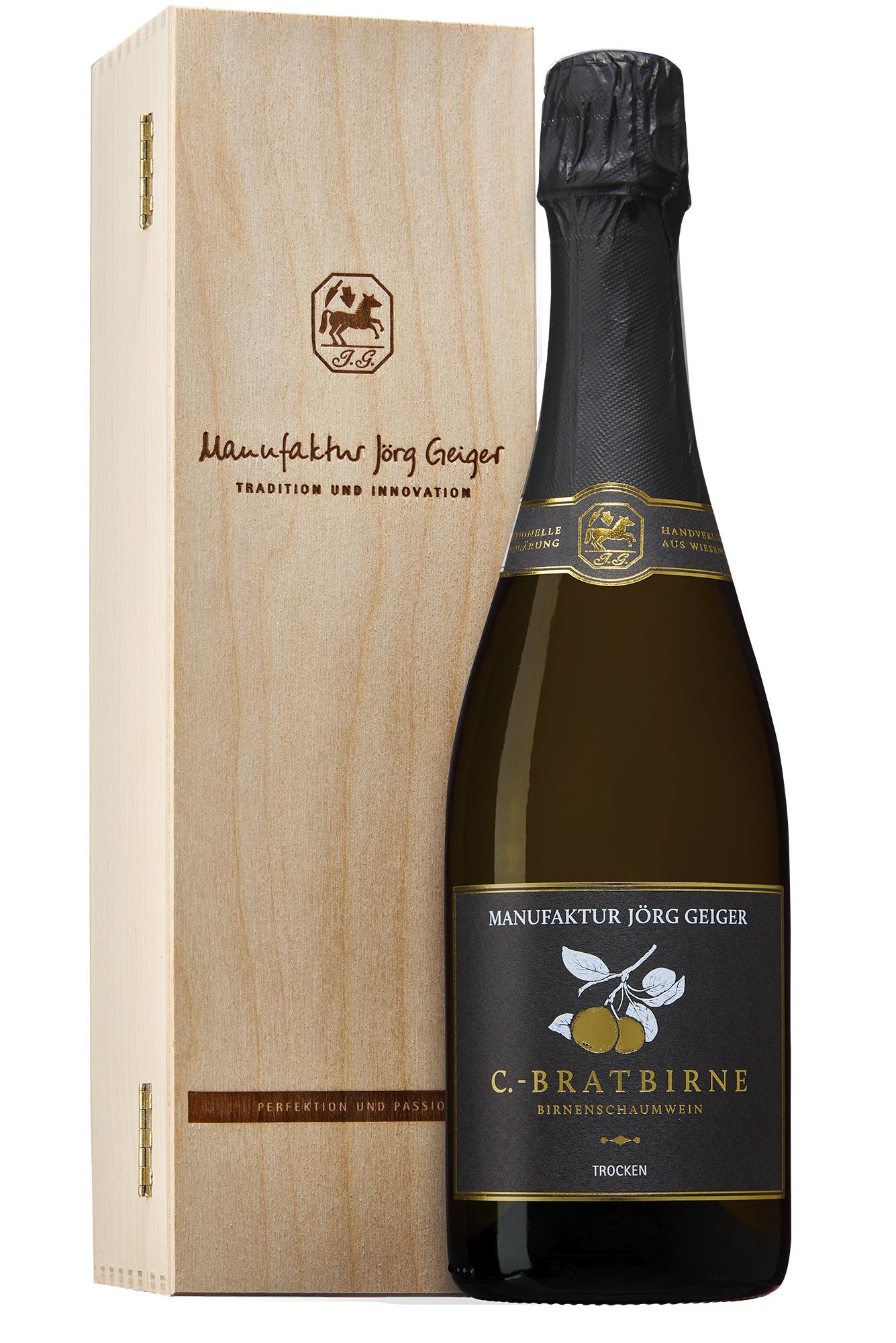 Birnenschaumwein CBB trocken 0,75l in der Holzkassette